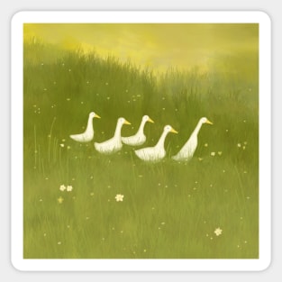 Geese in a Meadow Sticker